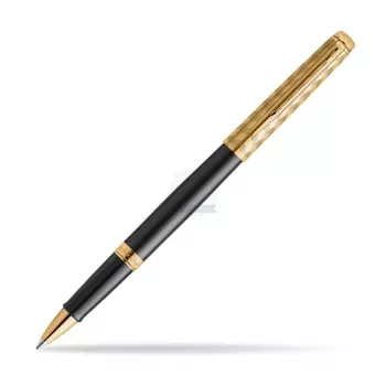 Waterman Hemisphere golyóstoll - finom, fényes fekete króm díszgyűrűkkel, ajándékdoboz 2225136
