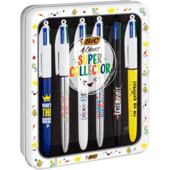 BIC 4 Colours golyóstoll 6 darabos csomag, kék ház, 4 tintaszín (kék, piros, zöld, fekete), 1,0 mm közepes hegy 9926071