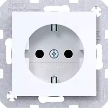 HAGER WAS1400WG Schuko-aljzat, süllyesztett, csavarozható emelőkapcsok, 16 A, 250 V, tisztafehér