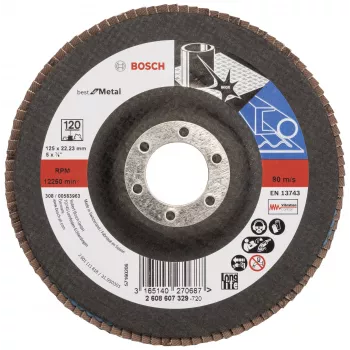 BOSCH X-LOCK lamellás csiszolókorong 125 mm P120 cirkónium-oxid kúpos fémhez 2608607329