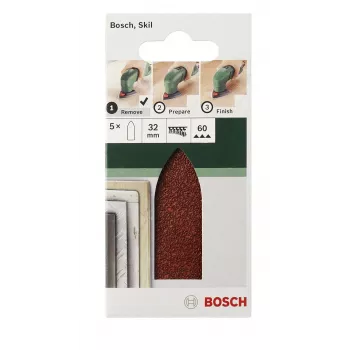 Bosch Delta csiszolólap 240-es szemcse, tépőzár, 32 mm sarok, 5 darabos csomag 2609256A40