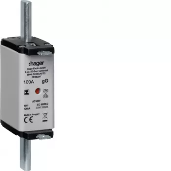 HAGER LNH1100MK NH1C 100A 500V gG biztosítőbetét felső jelzővel, nem szétválasztható