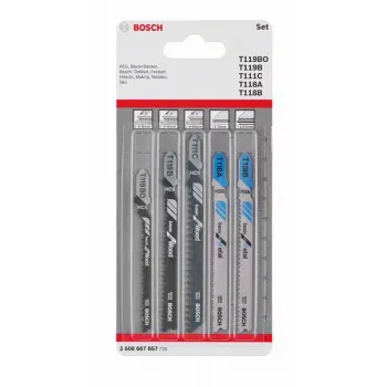 Bosch Accessories 2608667857 szúrófűrészlap-készlet fa és fém Basic, 5 részes, T-szár