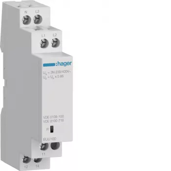 Hager EUU100 fázisfelügyelő relé, 3 fázisú, 1 váltóérintkező, 3x230/400V AC