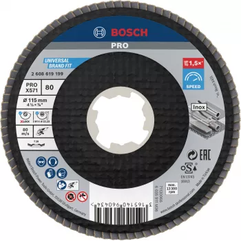 Bosch Accessories 2608619199 X-LOCK lamellás csiszolókorong 115 mm 80-as szemcse cirkóniumkorund kúpos 29-es típus fémhez, 1 db
