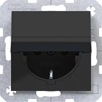 HAGER WAS1110BG fali SCHUKO-aljzat önzáró billenőfedéllel, IP44, világosszürke
