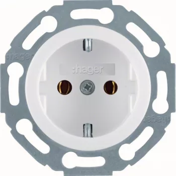 Hager WTS1300WG Schuko-aljzat, polárfehér fényes, 1-es, süllyesztett, 16 A, 250 V, gyerekbiztos