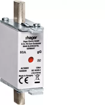Hager LNH0080M NH000 500V gG 80A biztosítékbetét kombinált jelzővel