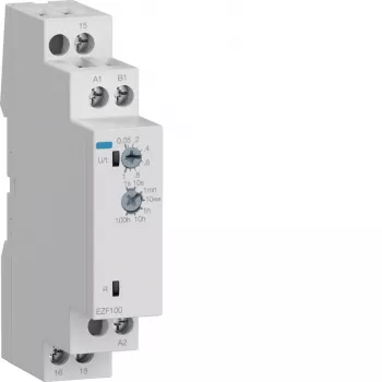 Hager EZF100 többfunkciós időrelé, 230V AC, 8 funkció, 0,1s-10h, 1 CO érintkező, DIN-sín