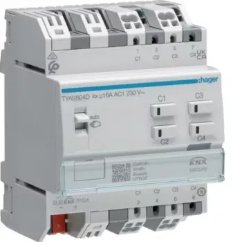 Hager TYAS604D KNX Secure kapcsoló-/redőnyaktor 4/2 csatornás 16A C-Load