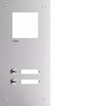 Hager RTQ102X előlap kaputelefonhoz, mono, 2 hívógomb, alumínium