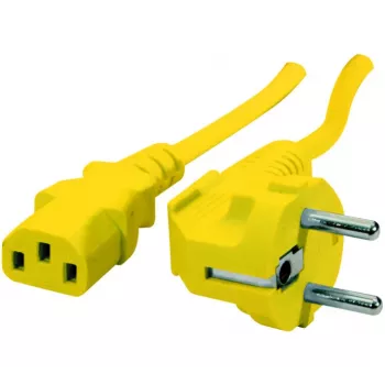 Exertis Connect szögletes Schuko-IEC-C13 tápkábel, sárga, 1,8 m 808015