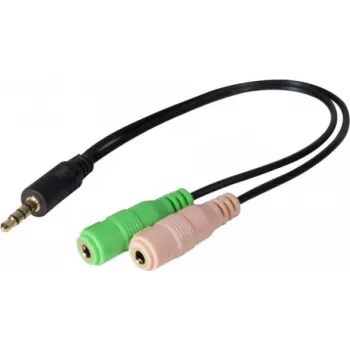 Exertis Connect CTIA Headset Adapter - 3.5mm TRRS to Dual TRS (Headphone/Microphone Splitter) 721135