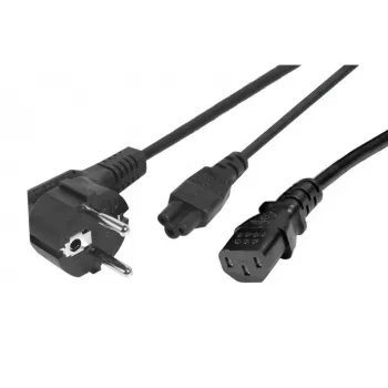 Exertis Connect tápkábel-elosztó - CEE 7/7 dugó IEC C5 és C13 aljzatra, 10A 250V, 1,2 m főkábel / 0,6 m elágazások, fekete 808411