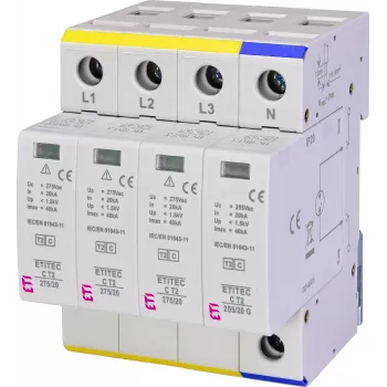 ETI ETITEC C T2 275/20 3+1 túlfeszültség-védelmi eszköz 2. típus, 275 V AC, 4 pólusú 002440403
