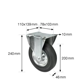 Wagner design yourself RO 8200 fix görgő ezüst, 50 mm kerék, 50 kg teherbírás, horganyzott acél 4820001