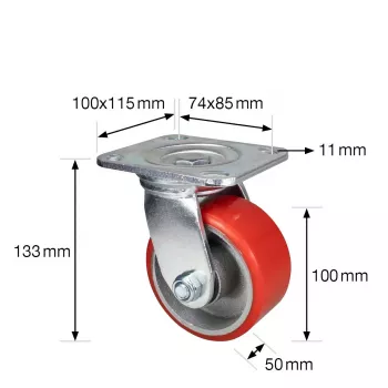 Wagner design yourself nehéz teherbírású forgó görgő RO 0116 piros (4011601)