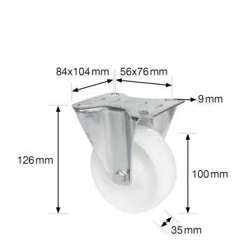 Wagner design yourself szállítóeszköz fix görgő RO 8500 ezüst (4850001) fix görgő 80 mm 100 kg