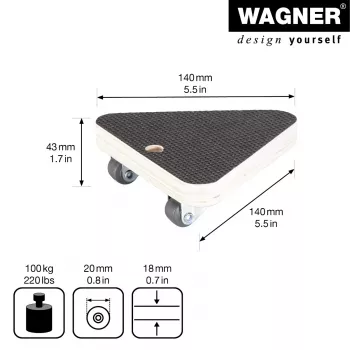Wagner design yourself MM 1314 szállítógörgő barna 140 x 140 x 43 mm, 100 kg-ig (20131401)