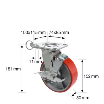 Wagner design yourself nagy teherbírású forgó görgő RO 0115 piros 100 mm 150 kg 4011501