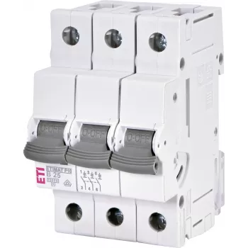 ETI ETIMAT P10 3 pólusú B25 25A 10kA kismegszakító, 415V AC/DC