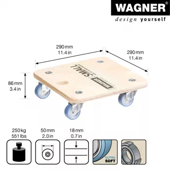 Wagner design yourself szállítógörgő MM 1353 nyírfa 29,0 x 29,0 x 8,6 cm 250 kg-ig (20135301)