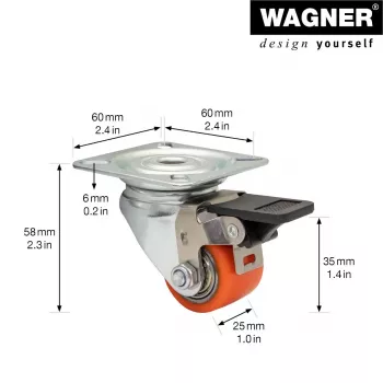 Wagner design yourself nagy teherbírású forgó görgő RO 7935 piros 75 mm 100 kg 4793501