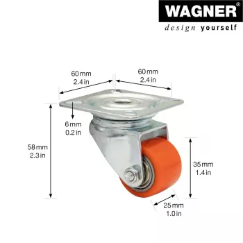 Wagner design yourself nagy teherbírású forgó görgő RO 6935 piros (4693501)