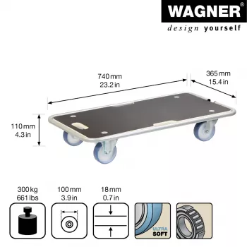 Wagner design yourself MM 1345 szállítógörgő barna 36,5 x 74,0 x 14,5 cm 300 kg-ig (20134501)