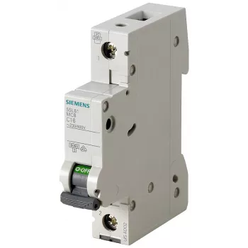 Siemens 5SL61026 SENTRON 5SL kismegszakító, 1 pólusú, 2 A, C kioldási jelleggörbe, 6 kA kapcsolási teljesítmény, 230/400 V AC, DIN sínre szerelhető, 1 modul szélesség