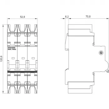 Siemens SENTRON 5SJ4 3 pólusú kismegszakító, C karakterisztika, 16 A, 6 kA, 400 V AC 5SJ43167HG42