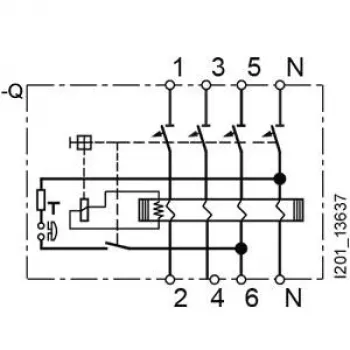 SIEMENS 5SV36468 hibaáram-védőkapcsoló, A típus, 63 A, 300 mA, 4 pólusú, 400 V, szelektív