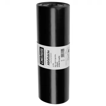 DEISS 95180 Garbage Bags, 60µm, Black, 10 Pieces