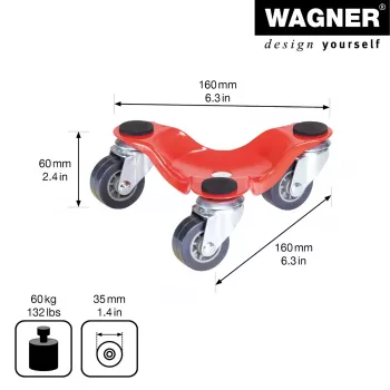 Wagner design yourself szállítógörgő MM 1193 piros 160 x 160 x 60 mm, 60 kg teherbírás, 4 kormánygörgő (20119301)