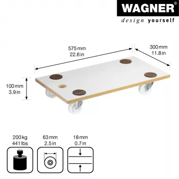 Wagner MM 1319 20131901 szállítógörgő, 200 kg-ig, fehér
