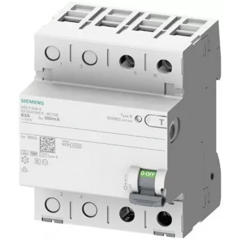 Siemens SENTRON 5SV3321-4 B típusú áram-védőkapcsoló, 16 A, 30 mA, 2 pólusú, 230 V, rövid idejű késleltetéssel