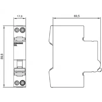 Siemens 5SL60166MC 2 pólusú 16 A C-karakterisztika kismegszakító, 6 kA