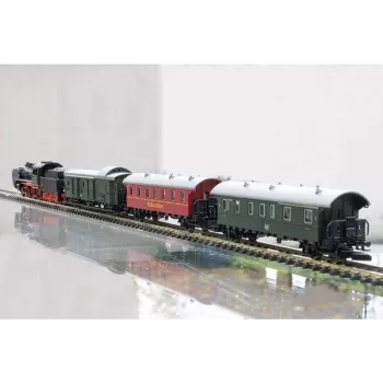 Märklin 81874 Z nyomtávú gőzös tehervonat kezdőkészlet - BR 89.0, III. korszak, 3 kocsi, ovális pálya, analóg DC 081874