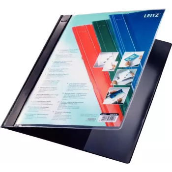 LEITZ Exquisit prezentációs mappa elülső zsebbel, A4 túlméret, PVC merev fólia, fekete, átlátszó fedél 4193-00-95