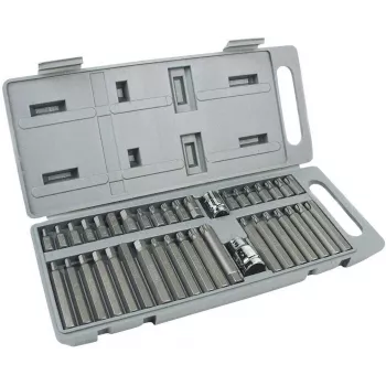 Brüder Mannesmann 40-Piece Professional Screwdriver Bit Set, S2 Steel, 1/4 inch Hex, Slotted/Phillips/Pozidriv/Hex/Torx/Tamper-Resistant Torx, Magnetic Bit Holder, Socket Adapter, Robust Case 187-40