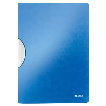 LEITZ WOW ColorClip A4 kapcsos tűző, metálkék 3D-dombornyomott felülettel, világosszürke belsővel, 30 lap kapacitás 4185-00-36