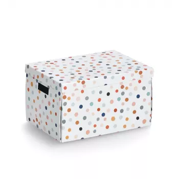 Zeller Dots tárolódoboz fehér pöttyökkel 25 x 35 x 20 cm 14475