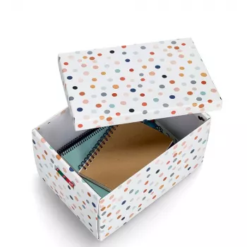 Zeller Dots tárolódoboz fehér pöttyökkel 25 x 35 x 20 cm 14475