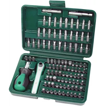 BRÜDER MANNESMANN 99 részes biztonsági bitkészlet, 95 króm-vanádium bit, 1/4 inch hatszögletű, mágneses tartó, rendezőtok 29899
