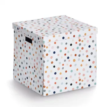 Zeller Dots fehér pöttyös tárolódoboz 33,5 x 33 x 32 cm 14476