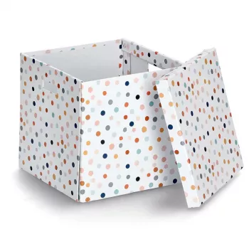 Zeller Dots fehér pöttyös tárolódoboz 33,5 x 33 x 32 cm 14476