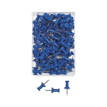WEDO gombostűk kék 100 darab 12 mm tűvastagság 10 mm fejátmérő átlátszó műanyag dobozban 54 203