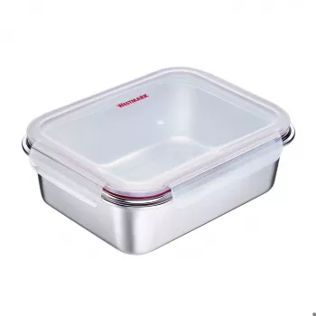 Westmark Click & Close élelmiszer-tároló edény 2,25 L téglalap alakú ezüst fedél átlátszó SAN légmentes kifolyásmentes BPA-mentes 23692270