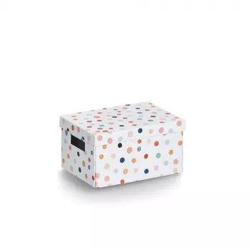 Zeller Dots tárolódoboz fehér pöttyökkel 18,0 cm x 25,0 cm 14474