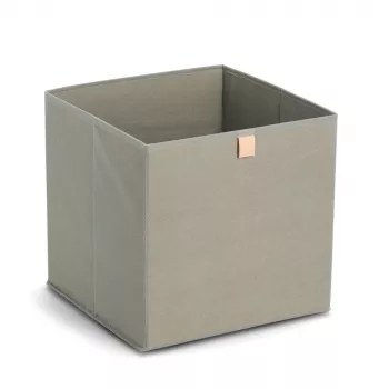 Zeller khaki szövet tárolódoboz 32x32x32 cm összecsukható kocka szervező 14540